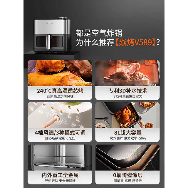 ເງິນອຸດໜູນຂອງລັດຖະບານ Joyoung air fryer ລຸ້ນໃໝ່ 8L
