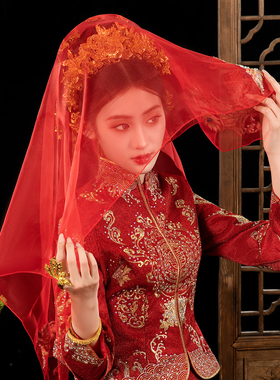 中式复古新娘结婚礼秀禾服红盖头