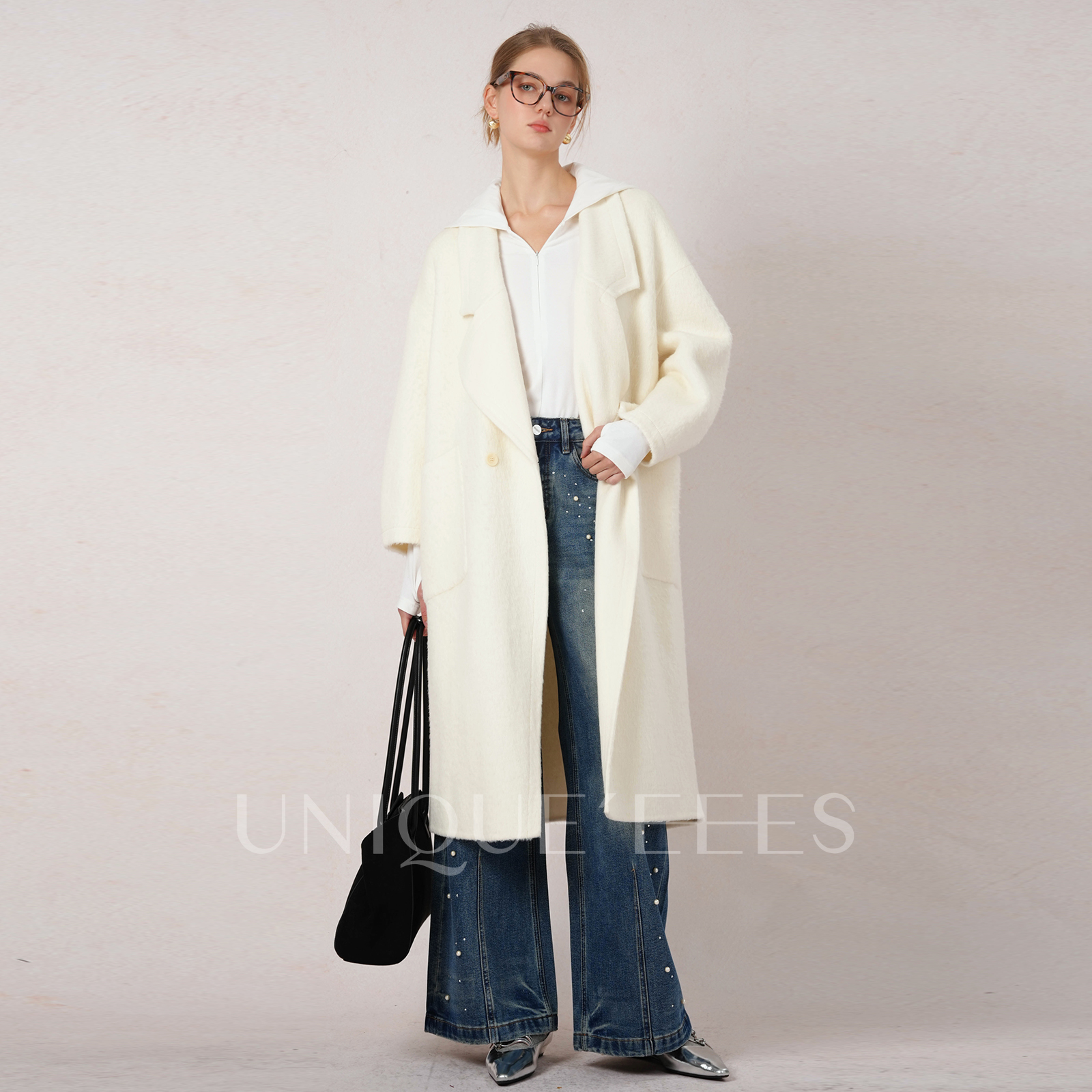 尢壹/UNIQUE'EEES【镇店王牌】平驳领苏丽羊驼羊毛大衣U5501009 - 图0