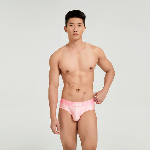 【26新品】Oengus拉丝金属光泽感男士粉色三角裤性感高弹透气瘾诱 - 图1