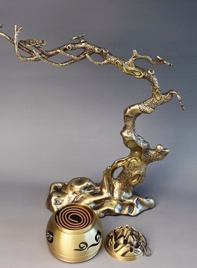 黄铜中式禅意香炉桌面摆件工艺品