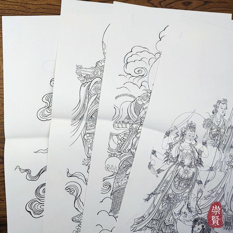 法海寺壁画线描稿精选美术学院教学临摹经典范本函装活页单张人物画4开国画白描人物大画稿工笔人物初学描摹河北美术出版社,淘宝优惠券,粉丝福利购,淘宝优惠卷
