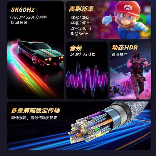 Type-c转DP线1.4转接1.2连接4K转换2K/360/240/180Hz接头displayport雷电4/5口笔记本电脑usbc接口外接显示器 - 图3