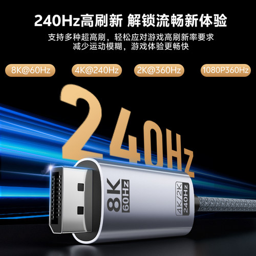 Type-c转DP线1.4转接1.2连接4K转换2K/360/240/180Hz接头displayport雷电4/5口笔记本电脑usbc接口外接显示器 - 图0