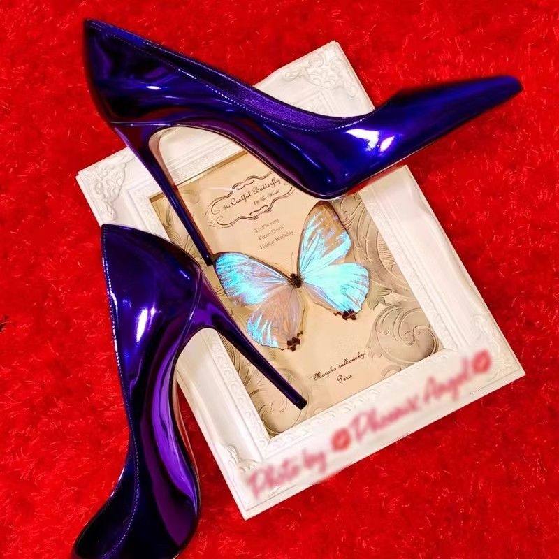 34-42码 大码细跟10cm红底洋气紫色高跟鞋女41名媛女尖头性感单鞋,淘宝优惠券,粉丝福利购,淘宝优惠卷