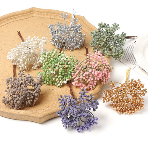 森系仿真绿植小浆果 DIY手工花环配件花墙头饰胸花草帽花装饰假花 - 图1