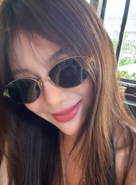 back 老钱风复古椭圆墨镜女 半框太阳眼镜防紫外线遮阳防晒配近视