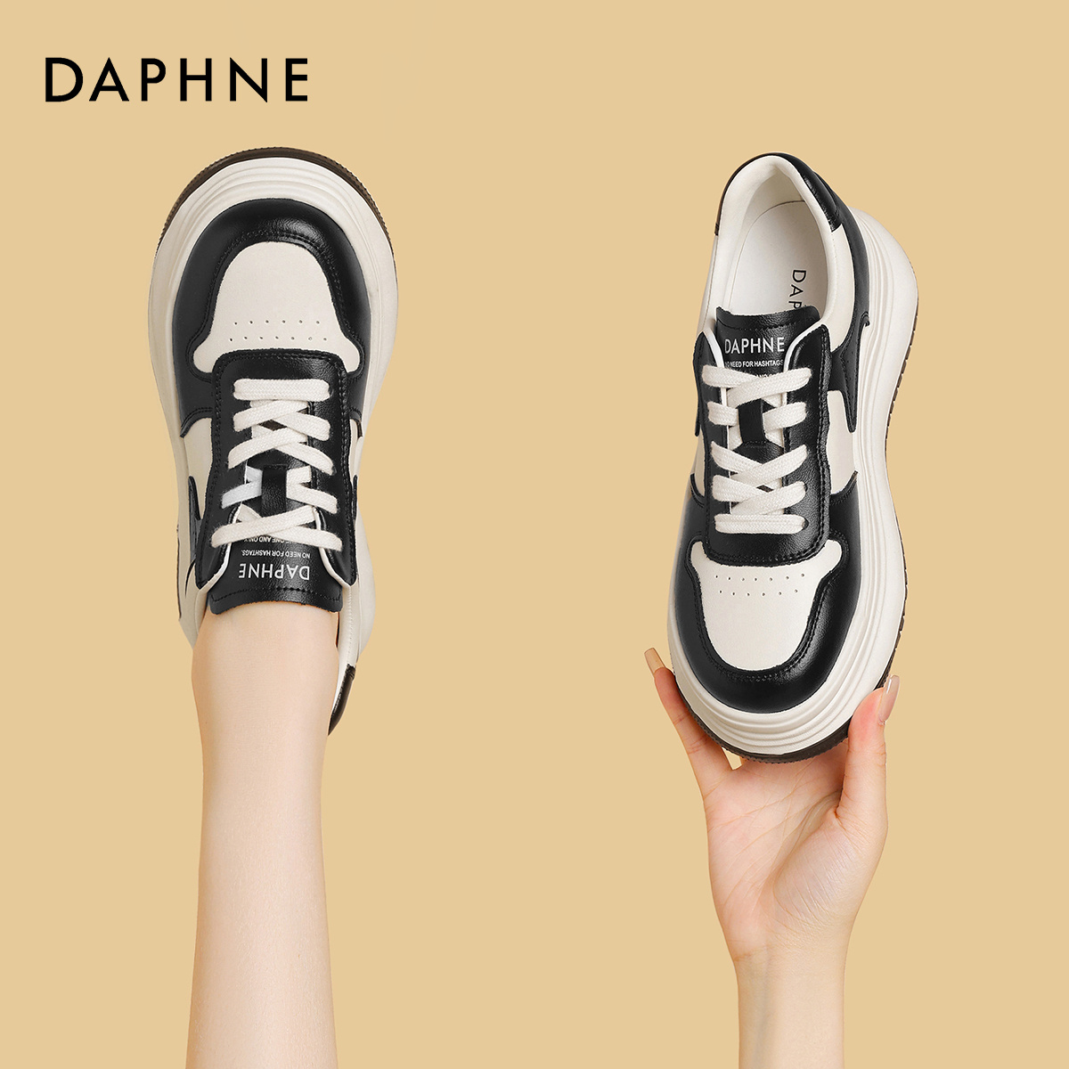 Daphne/达芙妮品牌女鞋2024春季新款低帮时尚圆头潮流ins系带女鞋 - 图1