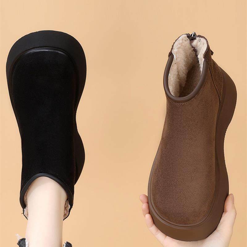 增高厚底雪地靴女2024冬季新款小个子棉靴防滑绒面后拉炼加厚棉鞋,淘宝优惠券,粉丝福利购,淘宝优惠卷