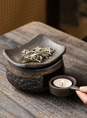 焙茶器日式陶瓷焙茶烤茶器炒茶温茶器加热茶叶烧烘茶炉蜡烛底座提