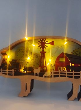 海森木质摆件北美桌面镂空雕刻