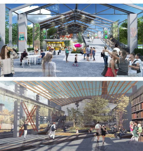 废弃工厂厂房仓库改造办公楼创意园区商业街建筑SU模型CAD施工图 - 图1