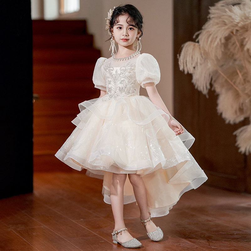 公主裙女童高端礼服夏季花童婚礼小女孩裙子儿童主持人连衣裙钢琴