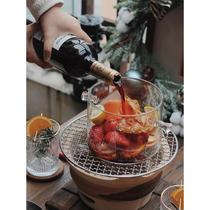 Cooking Red Wine Vessel Container Containment Furnace Hot Red Wine Pan Wine Pot Suit Can Clear Fire High Temperature High Boron Silicon Glass Stew