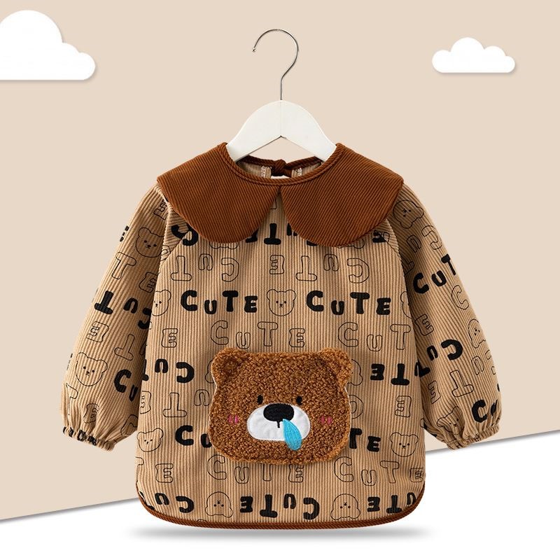 Baby boy's smock waterproof and dirt-proof children's bib corduroy