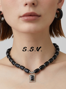 SSV海岛摇滚黑玛瑙串珠项链