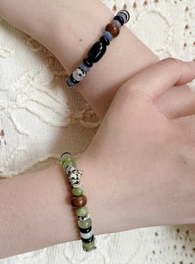 SSV玛瑙木珠混石串珠手链多巴胺夏季叠戴ins轻奢小众设计精致礼物