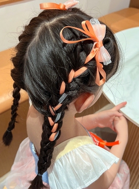 古装女童头饰汉服过年红