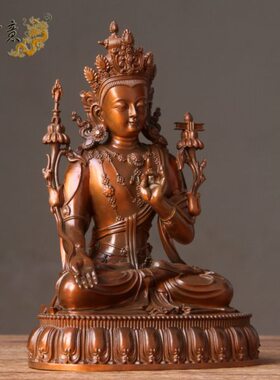 真古意 紫铜白文殊菩萨佛像摆件藏传品定制家居佛堂供奉如法造像