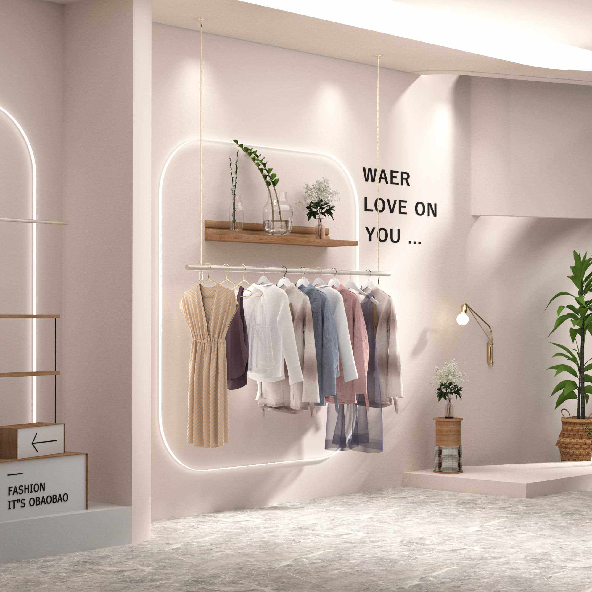 承颜服装店展示架吊顶悬挂女装店货架陈列挂衣架不锈钢吊杆钢丝绳