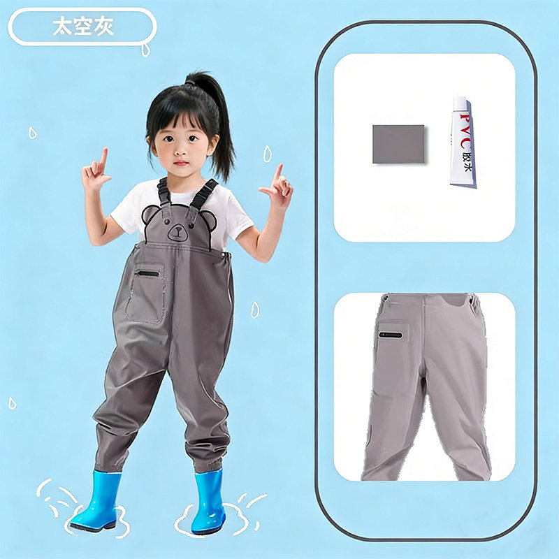 儿童玩水连体衣下水裤幼儿园防水赶海服装备工具抓鱼涉水雨鞋沙滩
