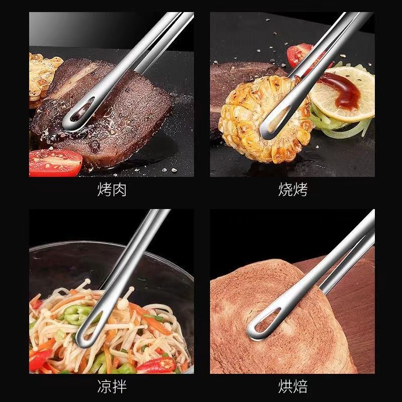 烤肉夹子304不锈钢韩式家用加长烧烤夹加厚自助餐草莓夹面包商用 - 图3
