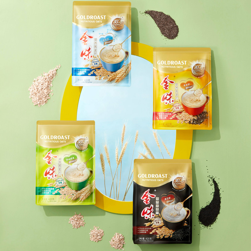 金味营养燕麦0添加蔗糖即食早餐速食冲饮饱腹黑芝麻甄选麦片420g,淘宝优惠券,粉丝福利购,淘宝优惠卷