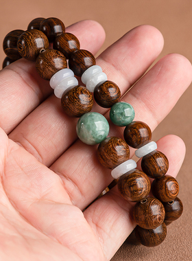 正宗金丝檀木翡翠手串男女款