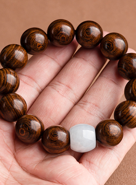 天然金丝檀木翡翠手串男女款