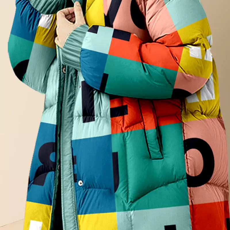 3871471, Difelig Diffie Rieger mid -length printed hood
