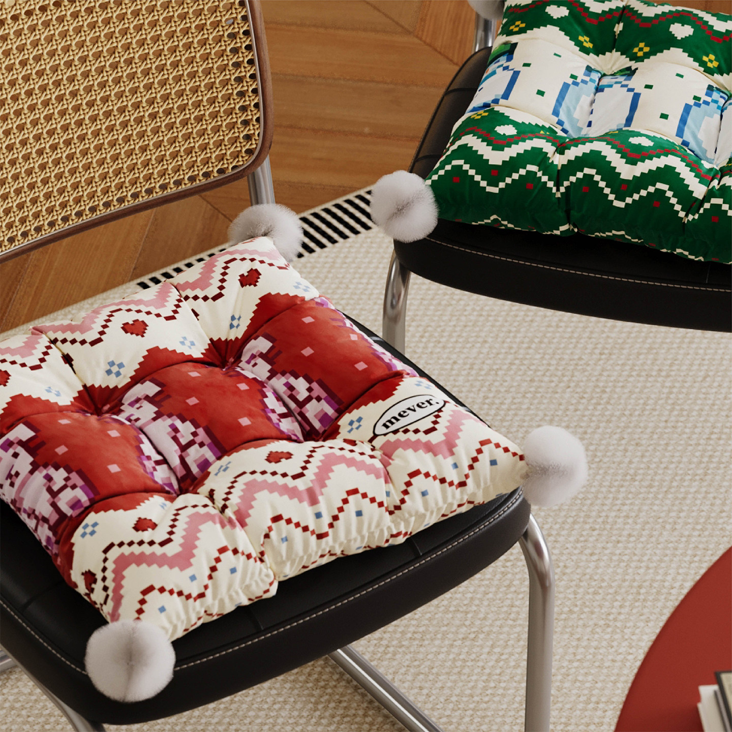 费尔岛圣诞坐垫防屁股痛办公室久坐神器学生凳子椅垫透气四季通用,淘宝优惠券,粉丝福利购,淘宝优惠卷