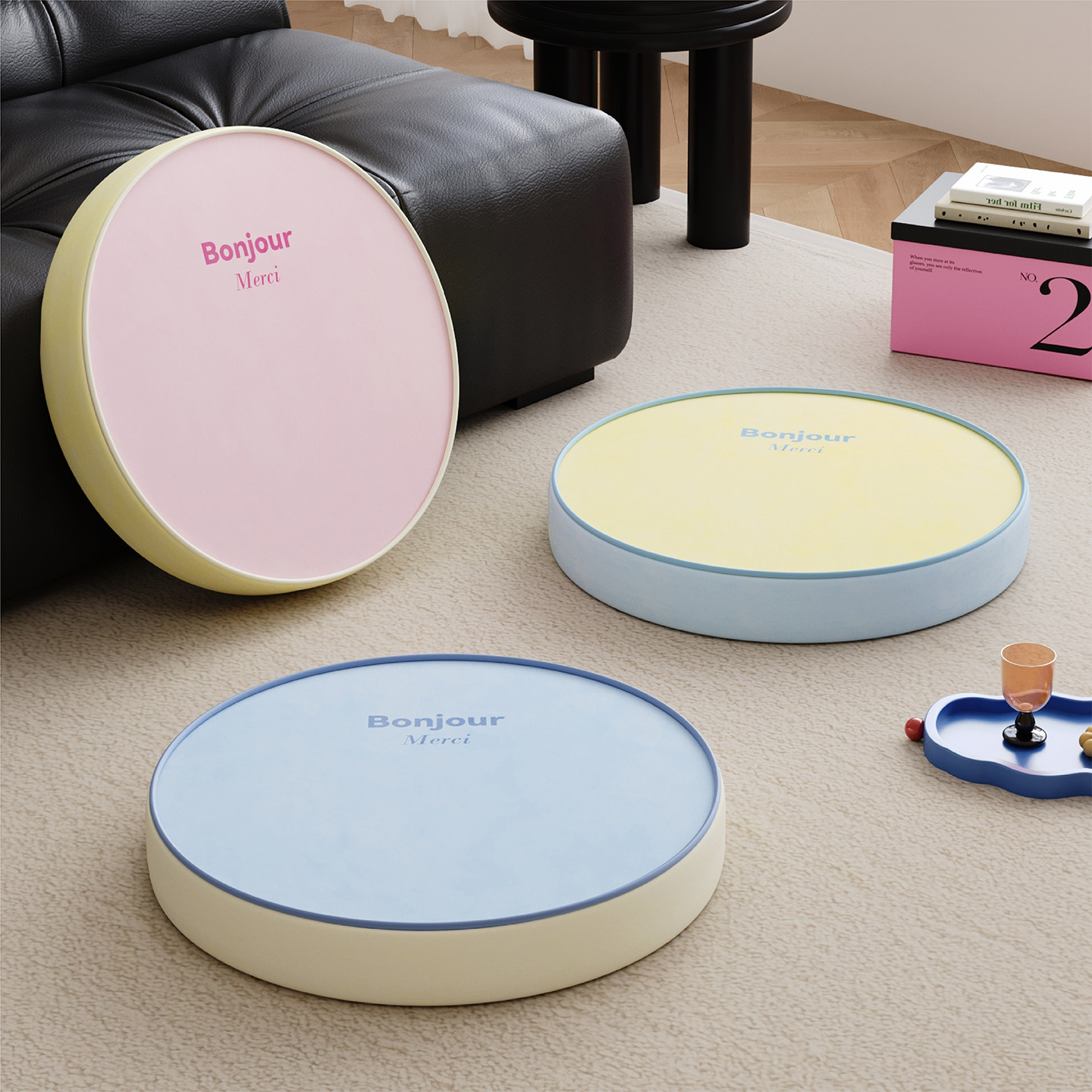 Solid color macaron futon cushion lazy floor cushion