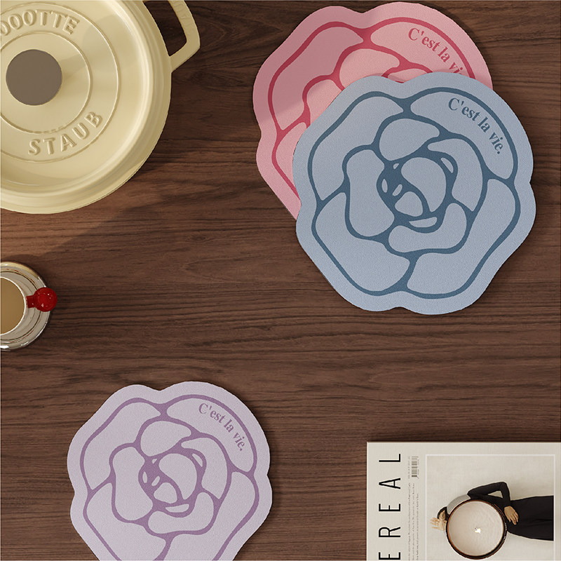 法式小香风轻奢吸水杯垫皮革隔热餐垫咖啡杯茶水茶几桌面保护垫,淘宝优惠券,粉丝福利购,淘宝优惠卷