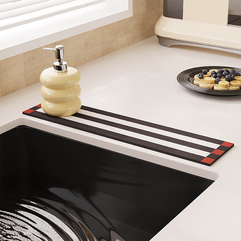 孟菲斯条纹水龙头吸水垫厨房台面卫生间洗手水池侧面窄边沥水垫子,淘宝优惠券,粉丝福利购,淘宝优惠卷