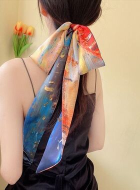 长条丝巾绑包手柄包包丝带高级感发带女绑发飘带领巾法式搭配衬衫
