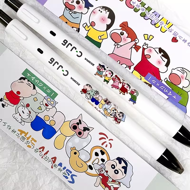 日本ZEBRA斑马笔蜡笔小新限定中性笔C-JJ6按动ins风高颜值可爱笔 - 图2