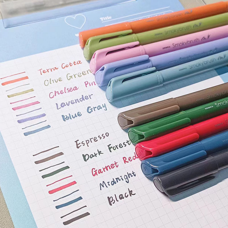 日本zebra斑马牌彩色秀丽笔软笔brush pen贺卡手帐烟熏色花体字,淘宝优惠券,粉丝福利购,淘宝优惠卷