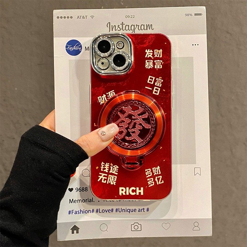 发财暴富可旋转适用opporeno15手机壳reon14立体13pro+支架12潮牌11冰川纹10马年9红色8新年7软6por十5/0ppo - 图0