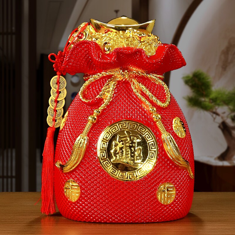 金钱袋摆件存储钱罐客厅酒柜电视柜玄关工艺饰品创意礼品存钱袋