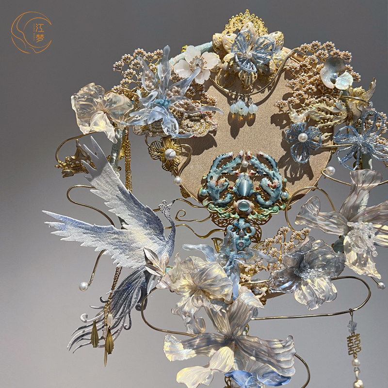 江梦原创设计[金玉锦绣]汉服秀禾新娘结婚团扇喜扇艺术装饰品礼物,淘宝优惠券,粉丝福利购,淘宝优惠卷