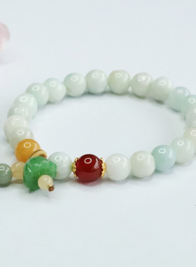 天然缅甸A货翡翠手串连年有余莲蓬手链男女士吉祥纳福礼物饰品