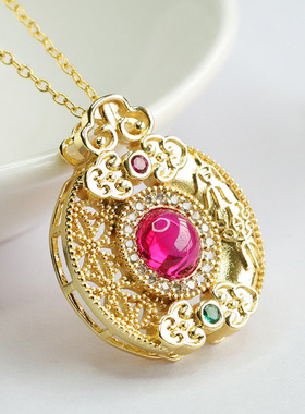 红刚玉吊坠培育红宝石项链鸽血红彩宝女士款新中式民族风饰品礼物