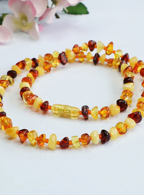 天然琥珀多宝项链蜜蜡血珀金珀随形满天星挂链女士气质简约饰品