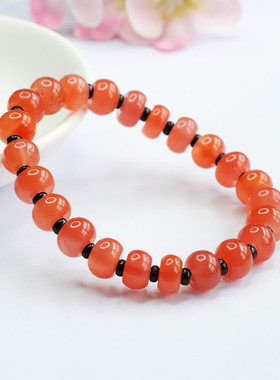 天然南红玛瑙手串冰红算盘珠手链珠宝男女士气质简约饰品民族风