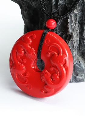 朱砂平安扣吊坠红砂招财进宝瑞兽貔貅挂件项链男女士复古风饰品