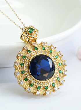 培育尖晶石吊坠蓝色彩宝项链珠宝女士款礼品气质文雅大气饰品礼品