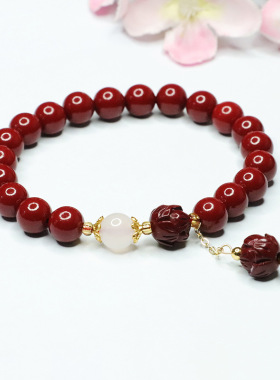 朱砂手串紫金砂连年有余莲花手链新中式民族风手饰品情侣闺蜜礼物