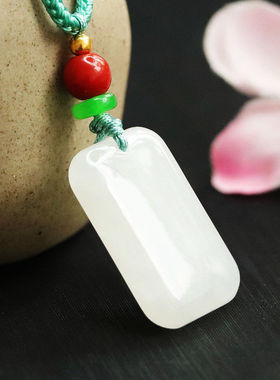 和田玉方牌无事牌平安牌吊坠玉石珠宝女士吉祥纳福礼物时尚饰品