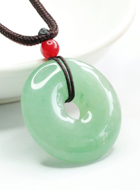 东陵玉吊坠绿东陵平安扣挂件项链男女士吉祥纳福礼物饰品时尚简约