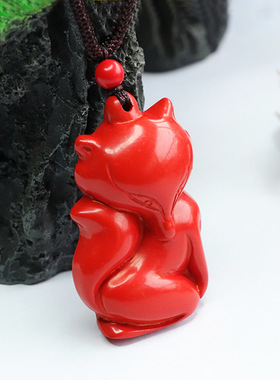 朱砂吊坠红砂狐狸挂件桃花项链男女士气质简约饰品情侣礼物